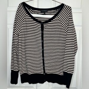 Lane Bryant Black/Gold Metallic Striped Button Down Cardigan - Size 14/16